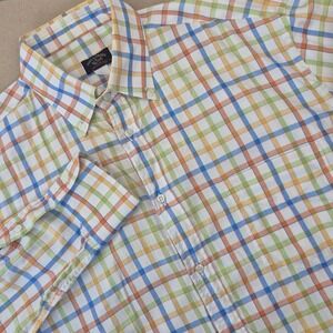 Paul & Shark Yachting Button Down Shirt Men's XL Check Plaid Made‎ in Italy